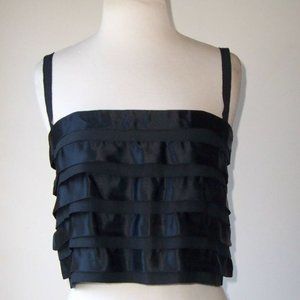 ESA TORAZZI Black Tiered Grosgrain Crop Top S M